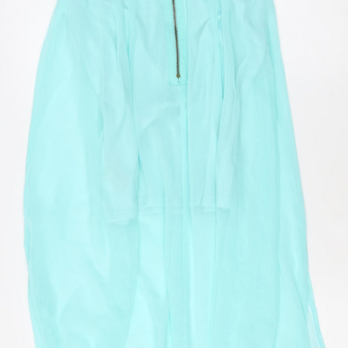 AX Paris Womens Blue Polyester Maxi Size 12 Round Neck Zip