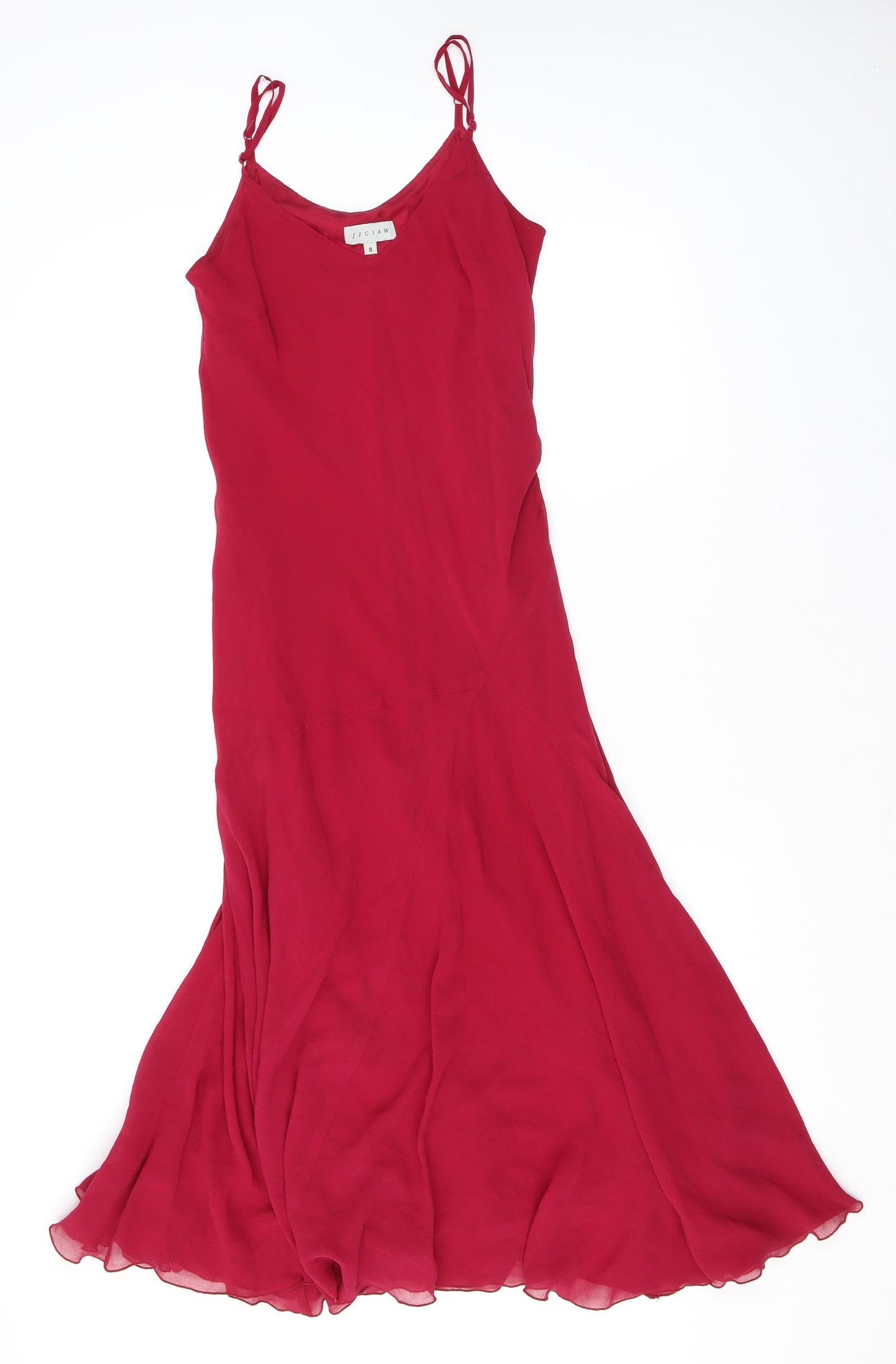Jigsaw Womens Red Silk Slip Dress Size 8 V-Neck Pullover