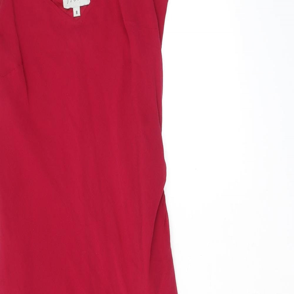 Jigsaw Womens Red Silk Slip Dress Size 8 V-Neck Pullover