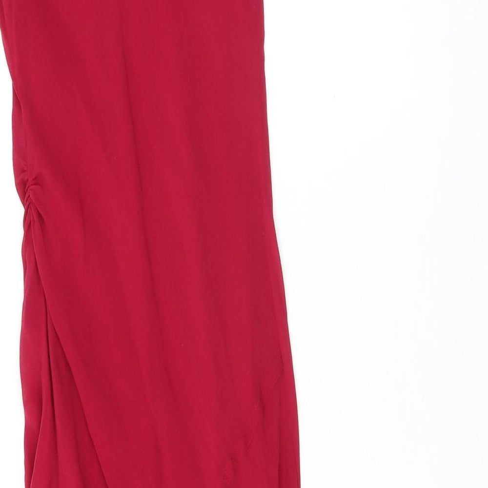 Jigsaw Womens Red Silk Slip Dress Size 8 V-Neck Pullover