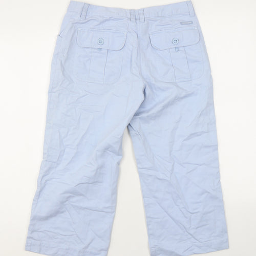 NEXT Womens Blue Cotton Cropped Trousers Size 10 L20 in Regular Button