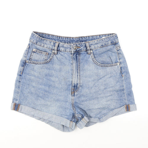Divided by H&M Womens Blue 100% Cotton Mom Shorts Size 12 L3 in Regular Zip