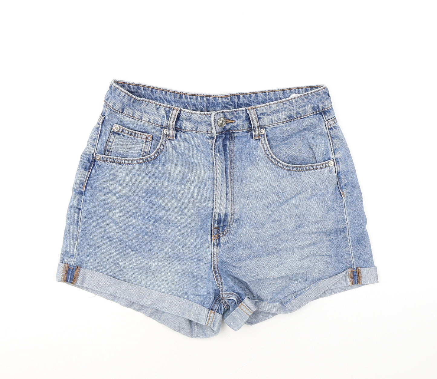 Divided by H&M Womens Blue 100% Cotton Mom Shorts Size 12 L3 in Regular Zip