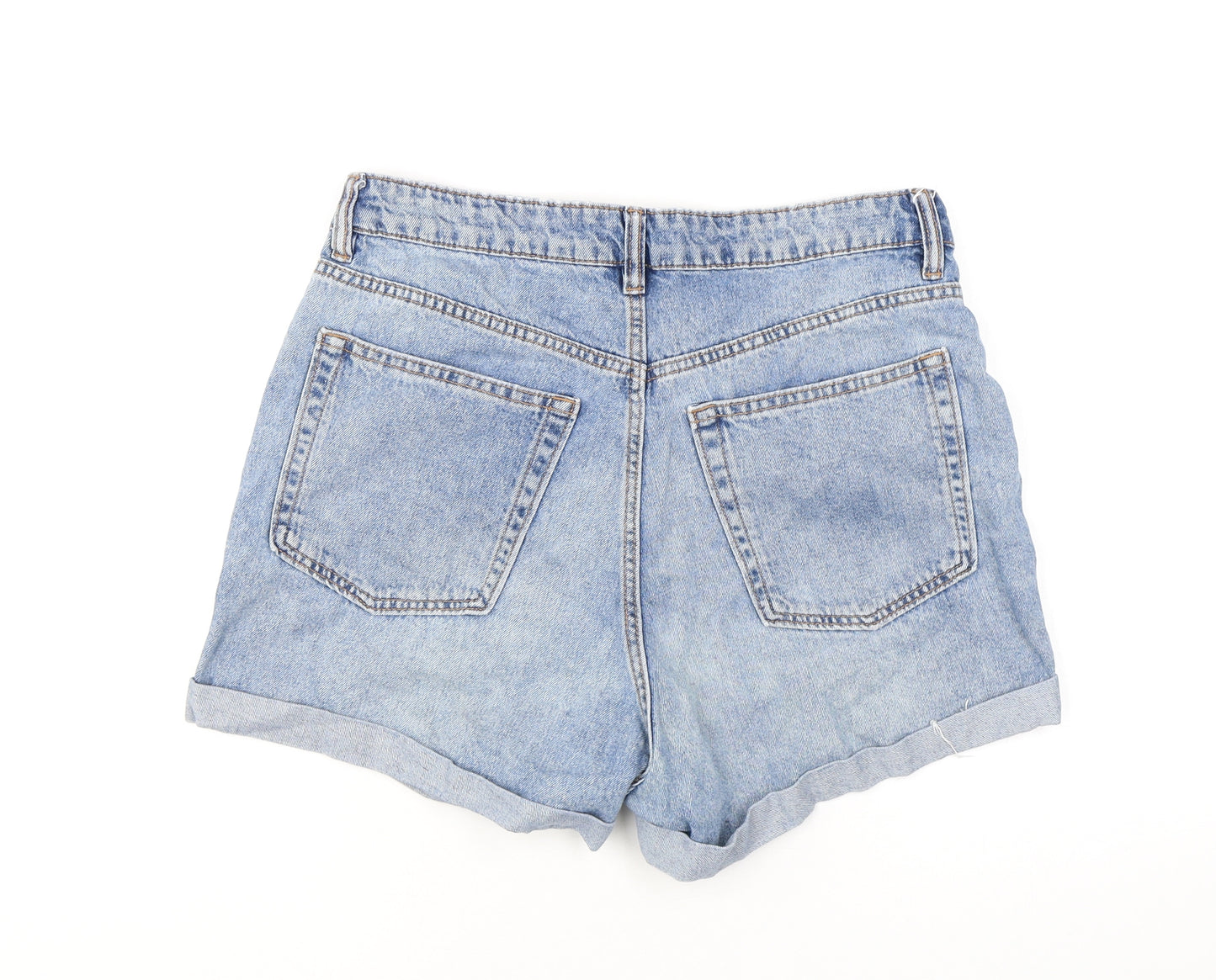 Divided by H&M Womens Blue 100% Cotton Mom Shorts Size 12 L3 in Regular Zip