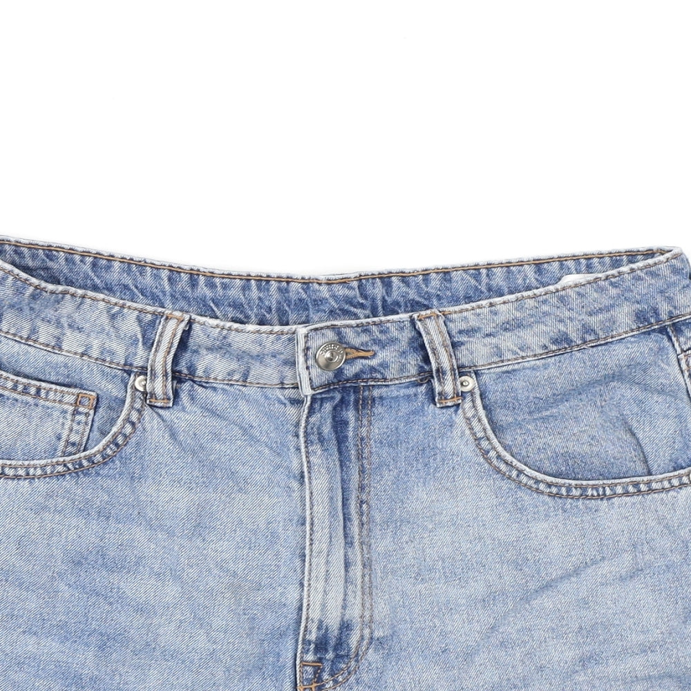 Divided by H&M Womens Blue 100% Cotton Mom Shorts Size 12 L3 in Regular Zip