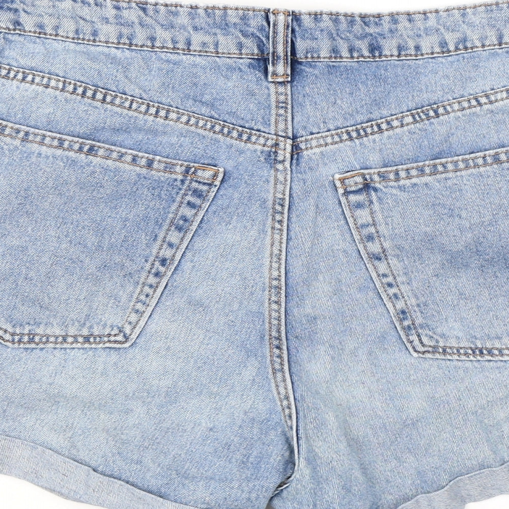Divided by H&M Womens Blue 100% Cotton Mom Shorts Size 12 L3 in Regular Zip