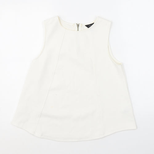 Topshop Womens White Polyester Basic Tank Size 10 Round Neck