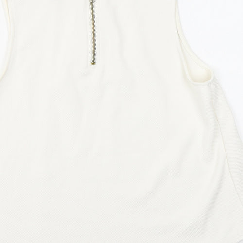Topshop Womens White Polyester Basic Tank Size 10 Round Neck