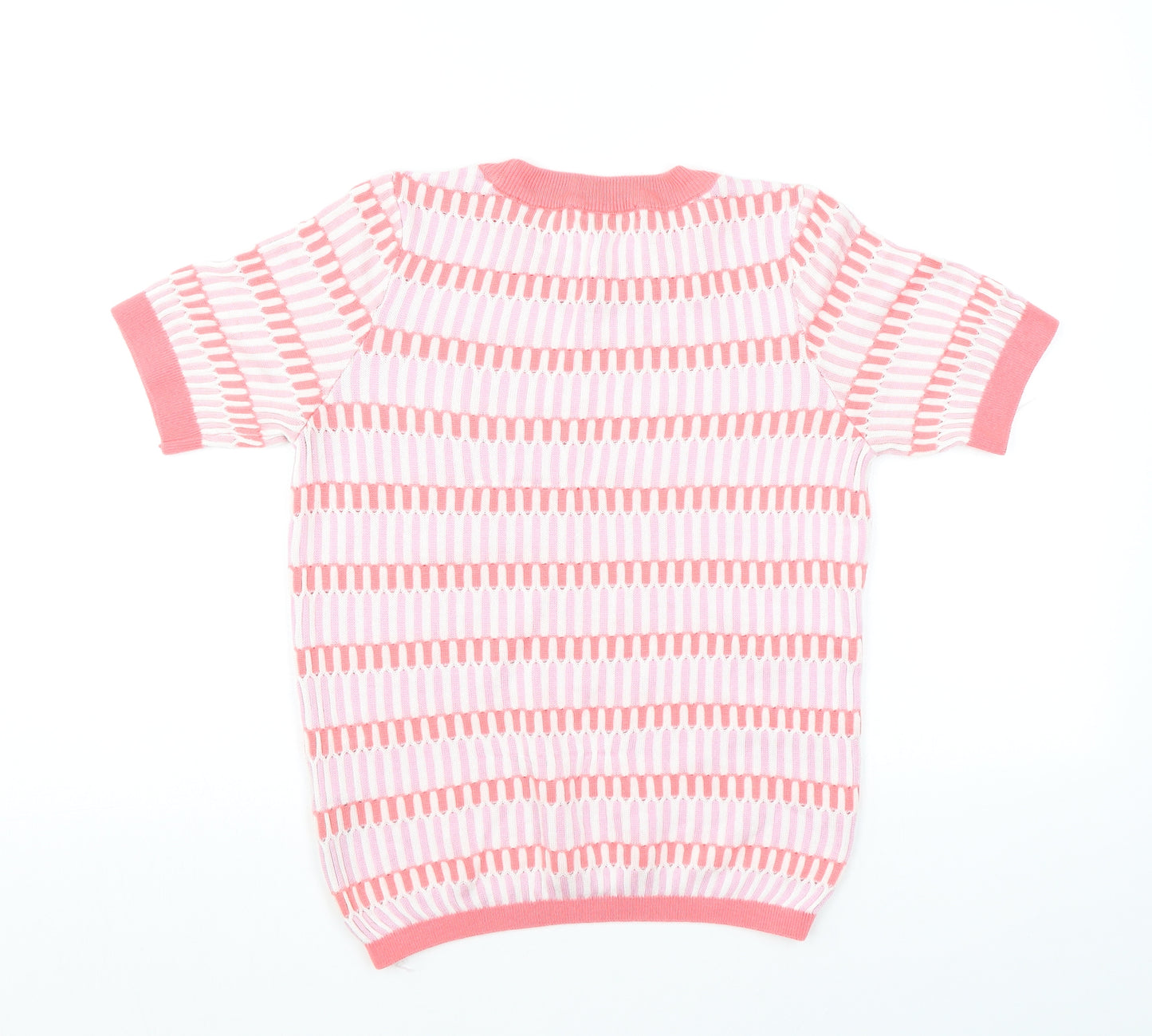 NEXT Womens Pink Crew Neck Geometric Acrylic Pullover Jumper Size XS Pullover
