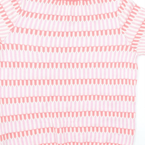 NEXT Womens Pink Crew Neck Geometric Acrylic Pullover Jumper Size XS Pullover