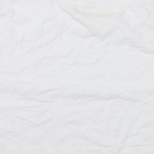 Pull&Bear Womens White Cotton Basic T-Shirt Size S Round Neck