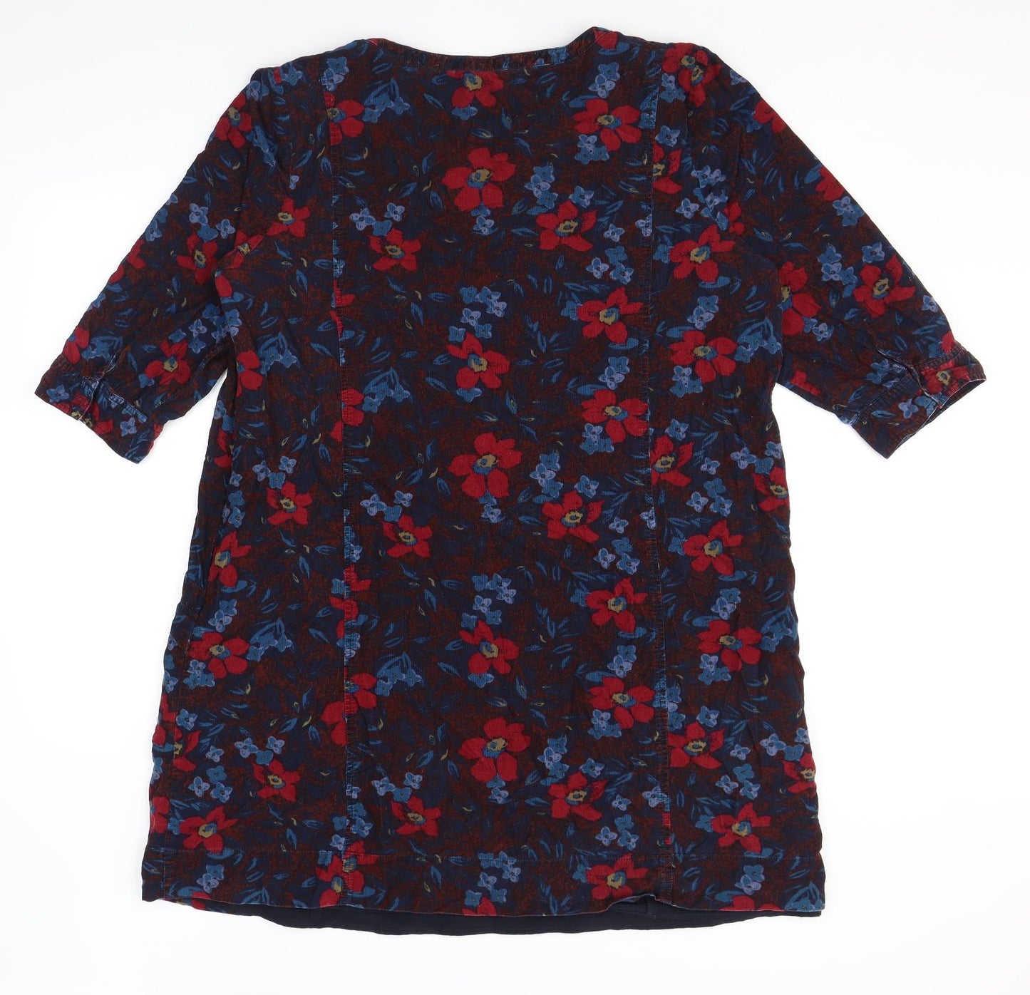Seasalt Womens Blue Floral Cotton Shift Size 18 V-Neck Pullover