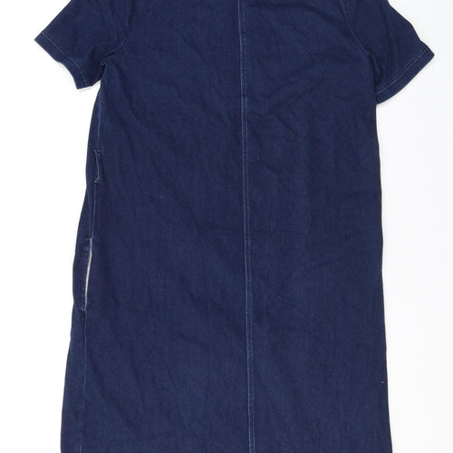 NEXT Womens Blue Cotton Shift Size 12 Round Neck Pullover