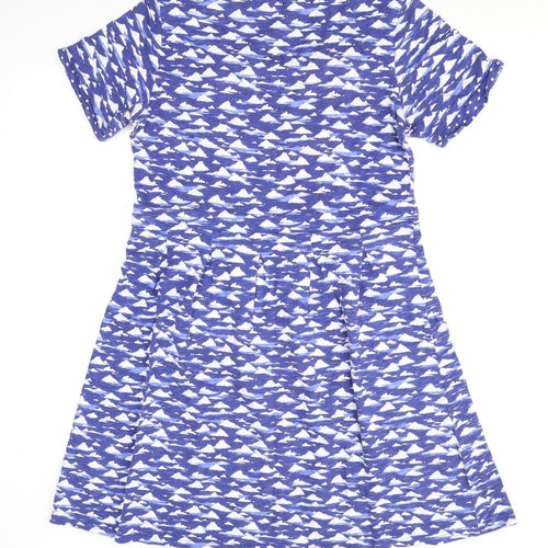 Braintree Womens Blue Geometric 100% Cotton A-Line Size L Scoop Neck Pullover - Cloud Print
