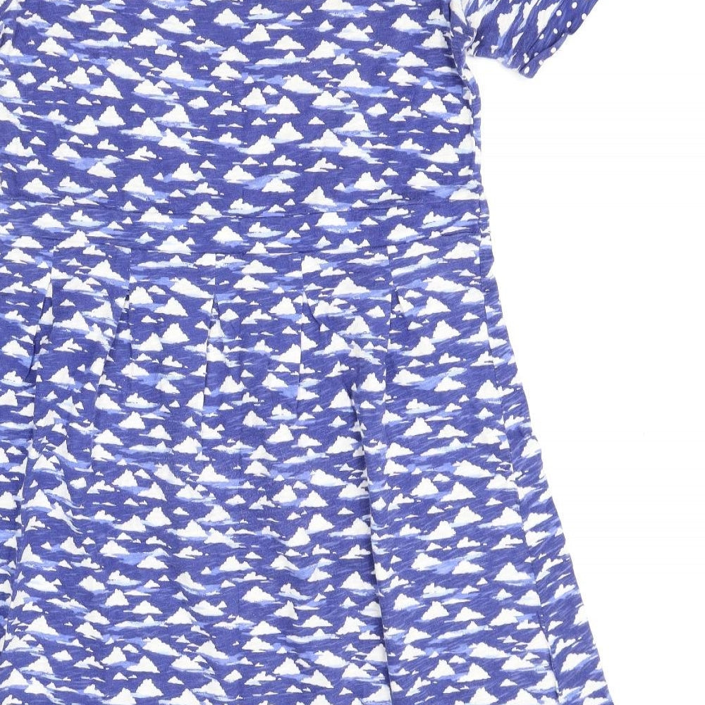 Braintree Womens Blue Geometric 100% Cotton A-Line Size L Scoop Neck Pullover - Cloud Print