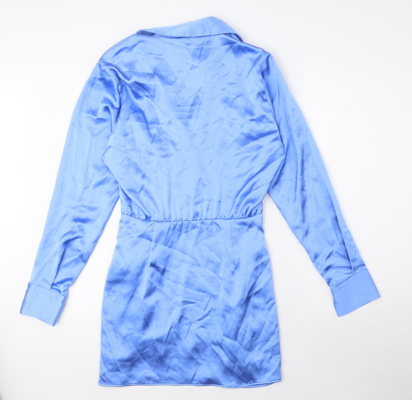 Zara Womens Blue Polyester A-Line Size S Collared Zip