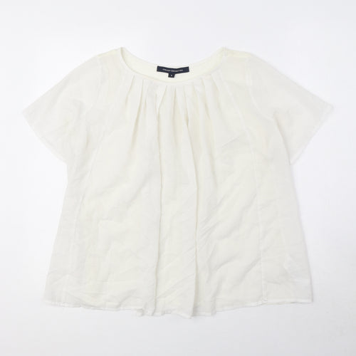 French Connection Womens White Polyester Basic Blouse Size S Round Neck - Pleat Neckline