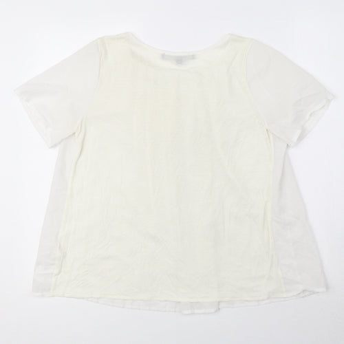 French Connection Womens White Polyester Basic Blouse Size S Round Neck - Pleat Neckline