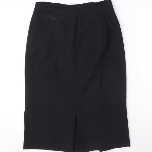 Marks and Spencer Womens Black Polyester A-Line Skirt Size 14 Zip