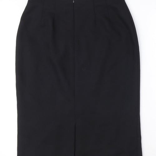 Marks and Spencer Womens Black Polyester A-Line Skirt Size 14 Zip