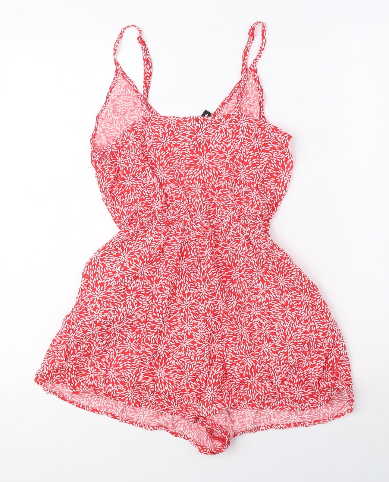 Divided by H&M Womens Red Geometric Viscose Playsuit One-Piece Size 6 Pullover