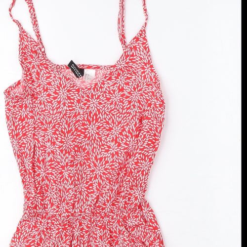Divided by H&M Womens Red Geometric Viscose Playsuit One-Piece Size 6 Pullover
