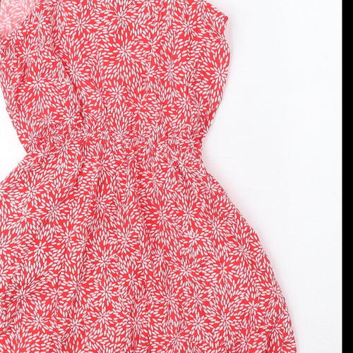 Divided by H&M Womens Red Geometric Viscose Playsuit One-Piece Size 6 Pullover