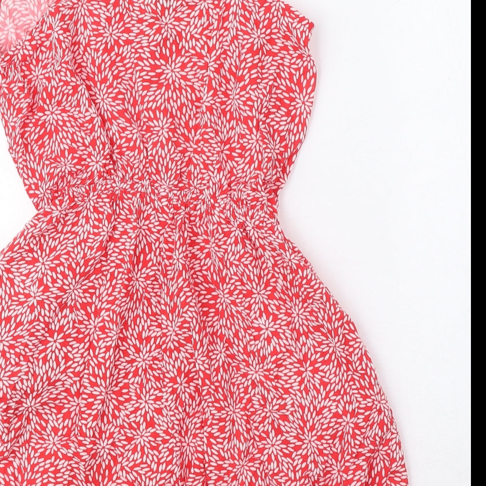 Divided by H&M Womens Red Geometric Viscose Playsuit One-Piece Size 6 Pullover