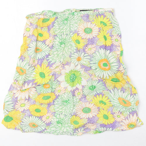 H&M Womens Multicoloured Floral Viscose A-Line Skirt Size 6 Zip