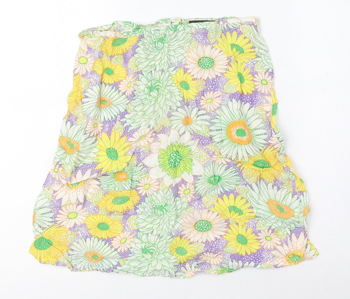 H&M Womens Multicoloured Floral Viscose A-Line Skirt Size 6 Zip