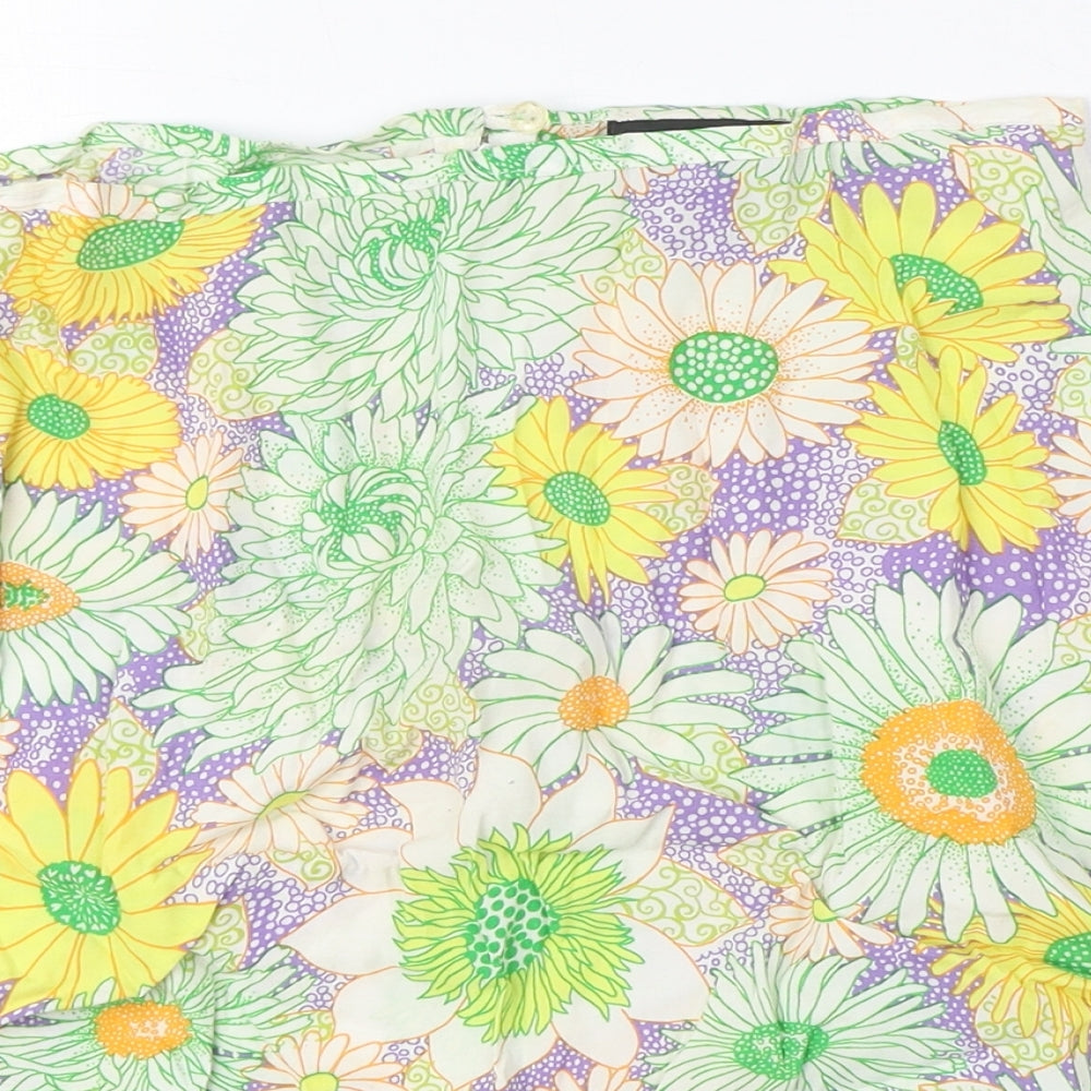 H&M Womens Multicoloured Floral Viscose A-Line Skirt Size 6 Zip