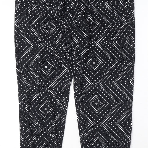 QED London Womens Black Geometric Polyester Harem Trousers Size M L28 in Regular