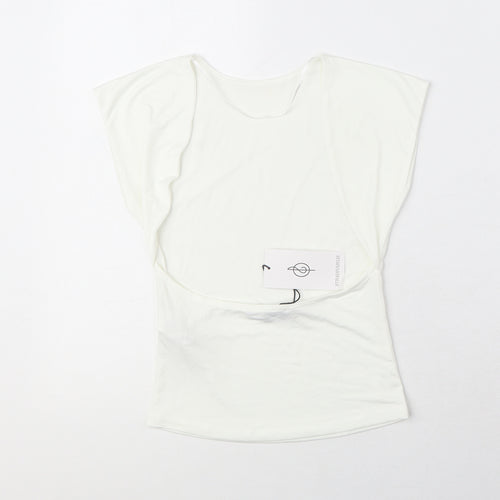 Stradivarius Womens White Polyester Basic Tank Size S Square Neck - Open Back