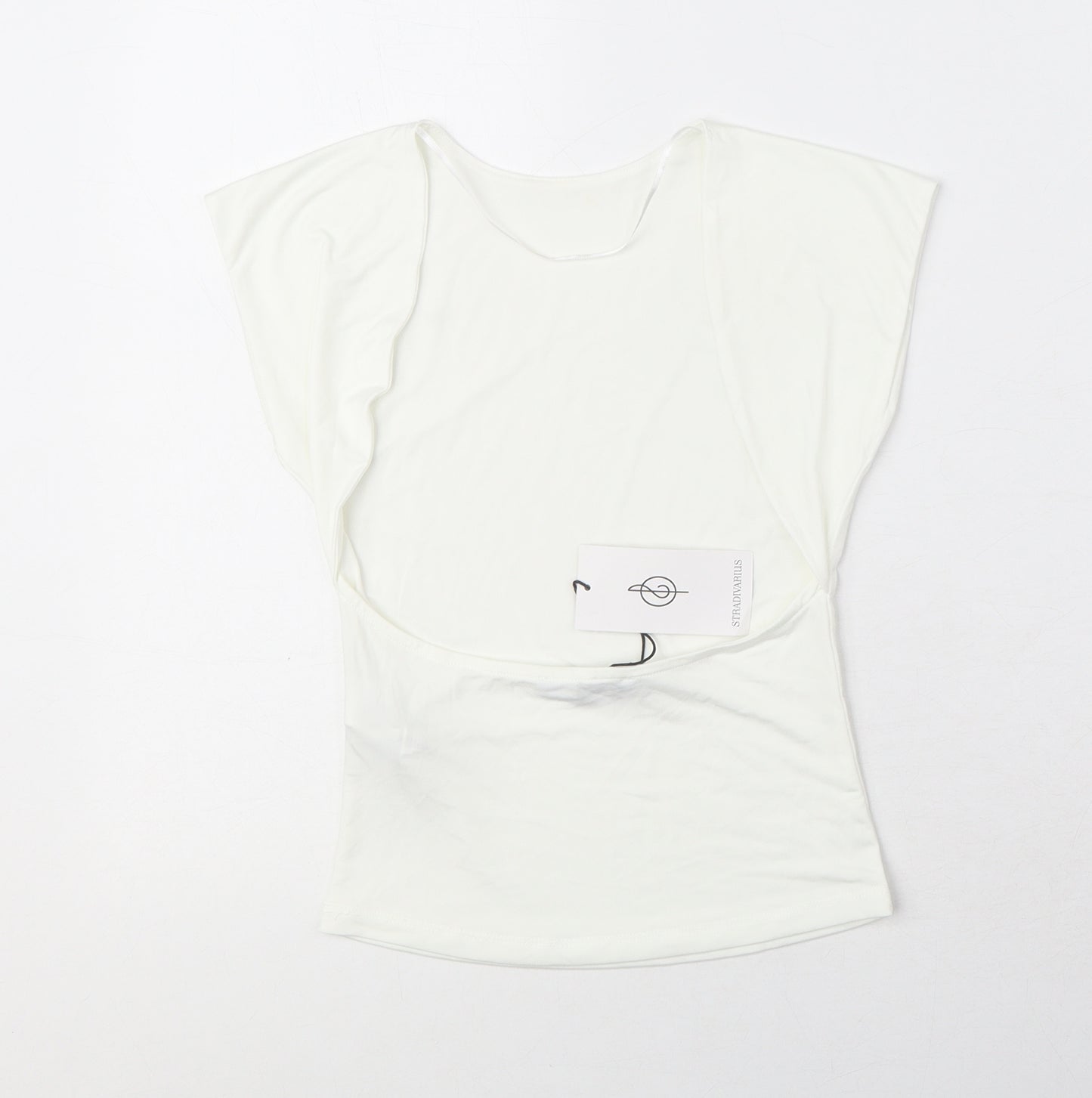 Stradivarius Womens White Polyester Basic Tank Size S Square Neck - Open Back