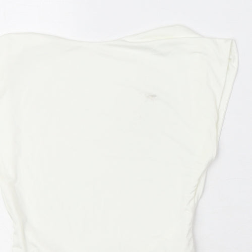 Stradivarius Womens White Polyester Basic Tank Size S Square Neck - Open Back