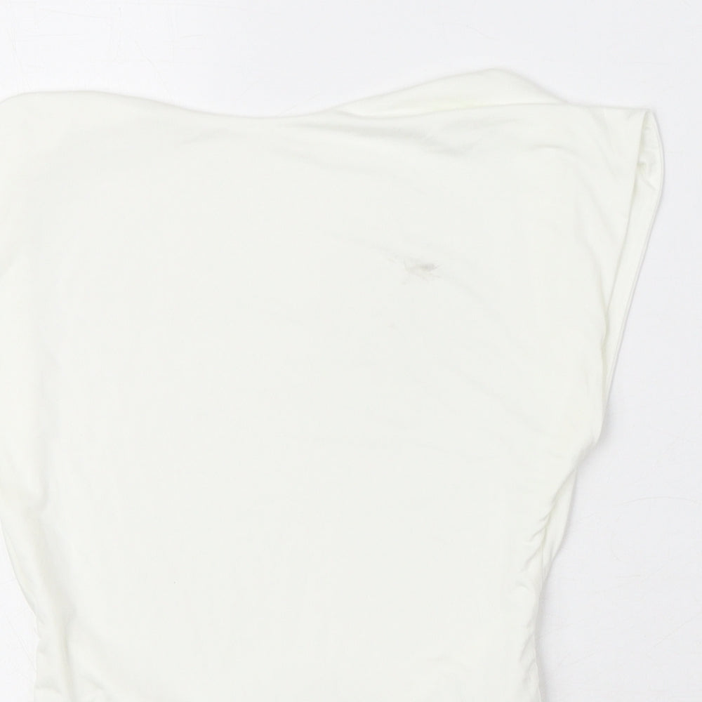 Stradivarius Womens White Polyester Basic Tank Size S Square Neck - Open Back