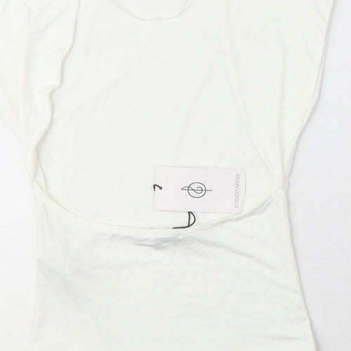 Stradivarius Womens White Polyester Basic Tank Size S Square Neck - Open Back