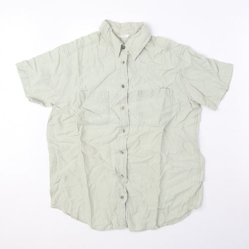 Marks and Spencer Womens Green Lyocell Basic Button-Up Size 12 Collared