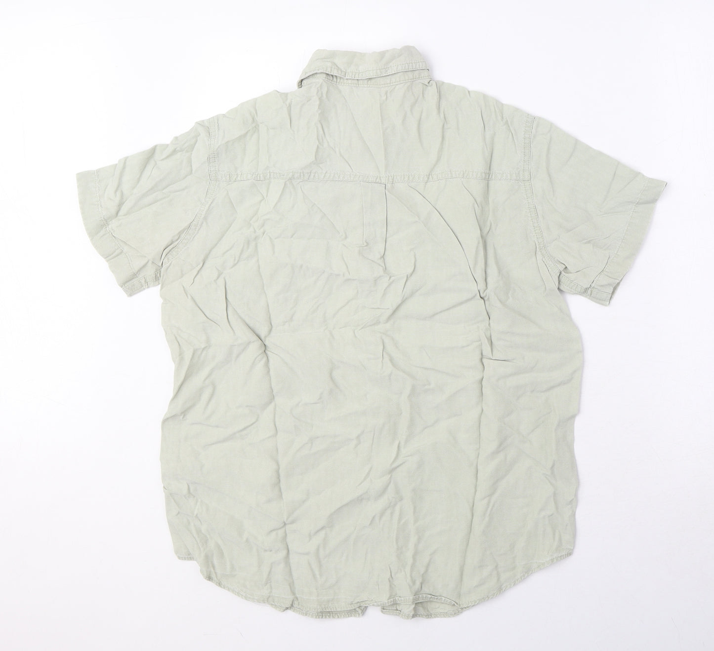 Marks and Spencer Womens Green Lyocell Basic Button-Up Size 12 Collared