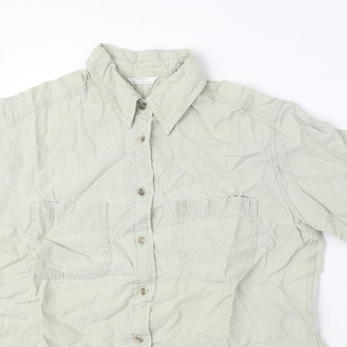 Marks and Spencer Womens Green Lyocell Basic Button-Up Size 12 Collared