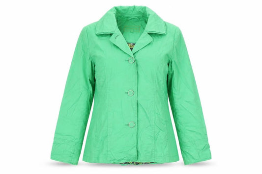 Front view of Per Una women’s green jacket blazer, size UK 8, button