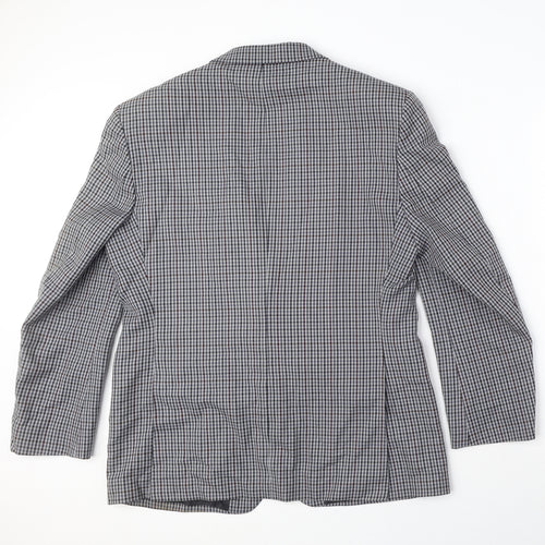 St Michael Womens Grey Plaid Wool Jacket Blazer Size L