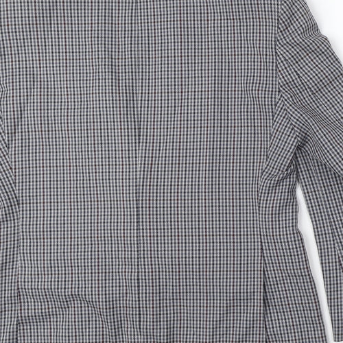 St Michael Womens Grey Plaid Wool Jacket Blazer Size L