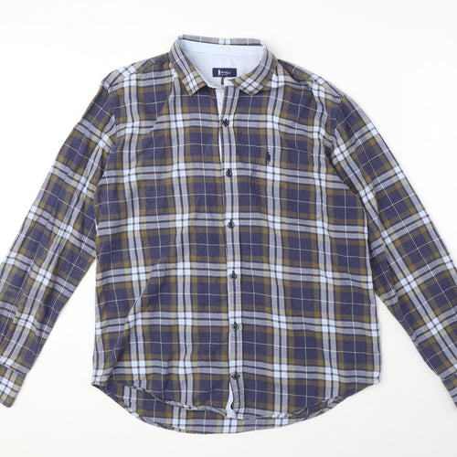 Jack Murphy Mens Blue Plaid Cotton T-Shirt Size M Collared