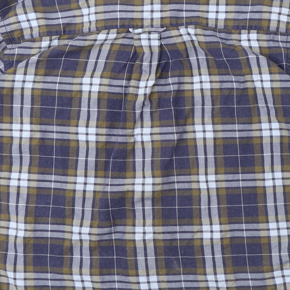 Jack Murphy Mens Blue Plaid Cotton T-Shirt Size M Collared