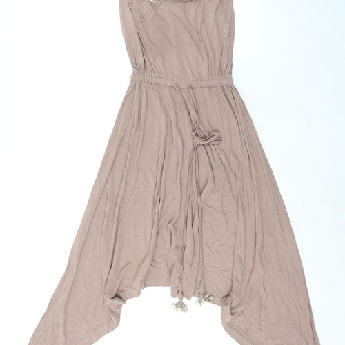 Monsoon Womens Beige Viscose Fit & Flare Size S Off the Shoulder Tie