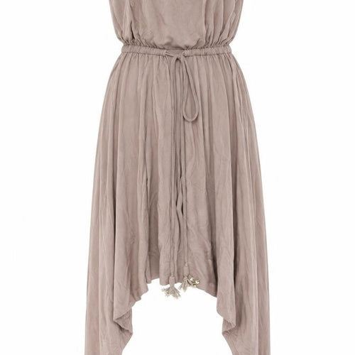 Monsoon Womens Beige Viscose Fit & Flare Size S Off the Shoulder Tie