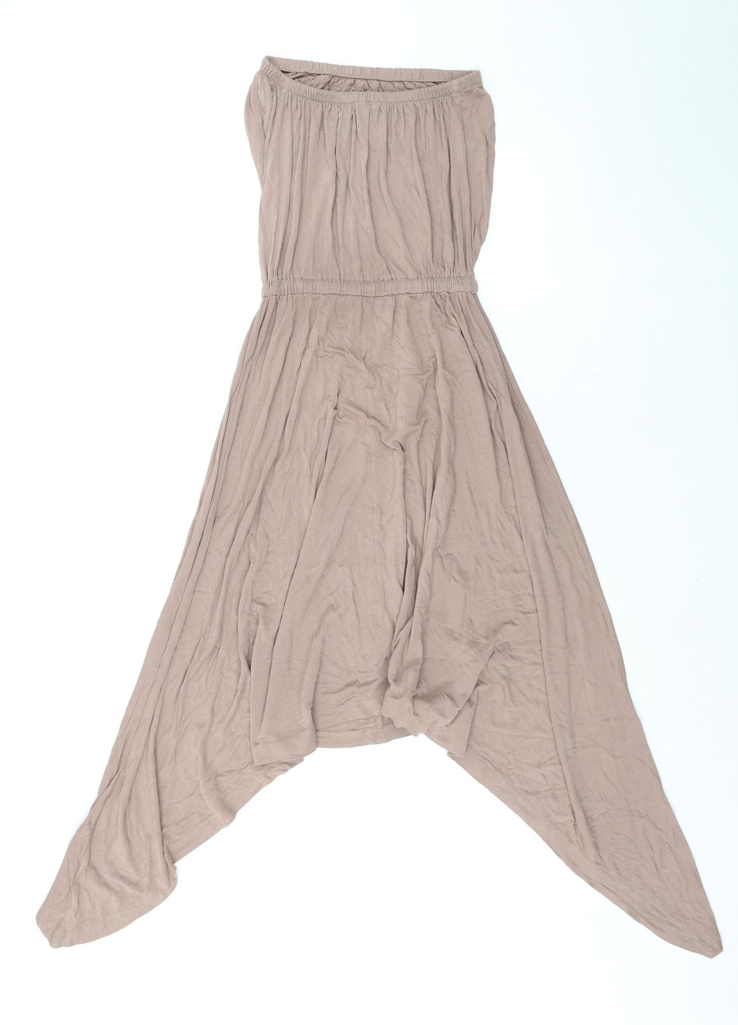 Monsoon Womens Beige Viscose Fit & Flare Size S Off the Shoulder Tie