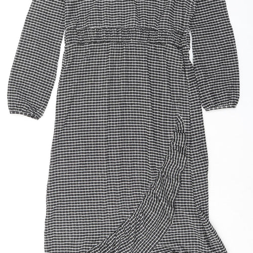 AKDL Womens Black Geometric Polyester Maxi Size M V-Neck Pullover