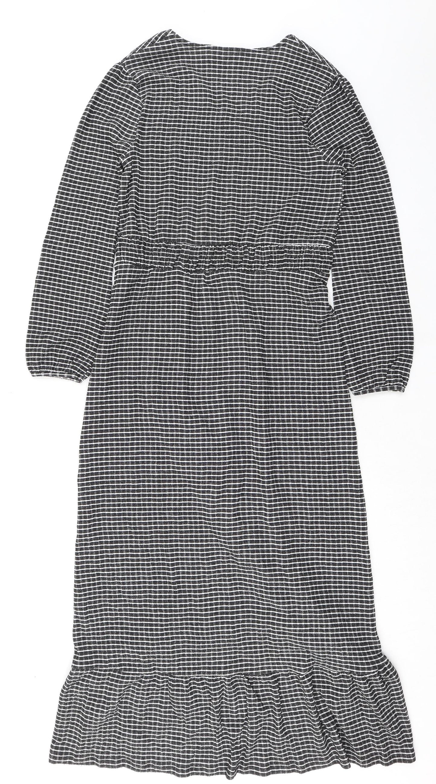 AKDL Womens Black Geometric Polyester Maxi Size M V-Neck Pullover